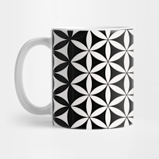 Mandala Hexagon Cube White Black Mug